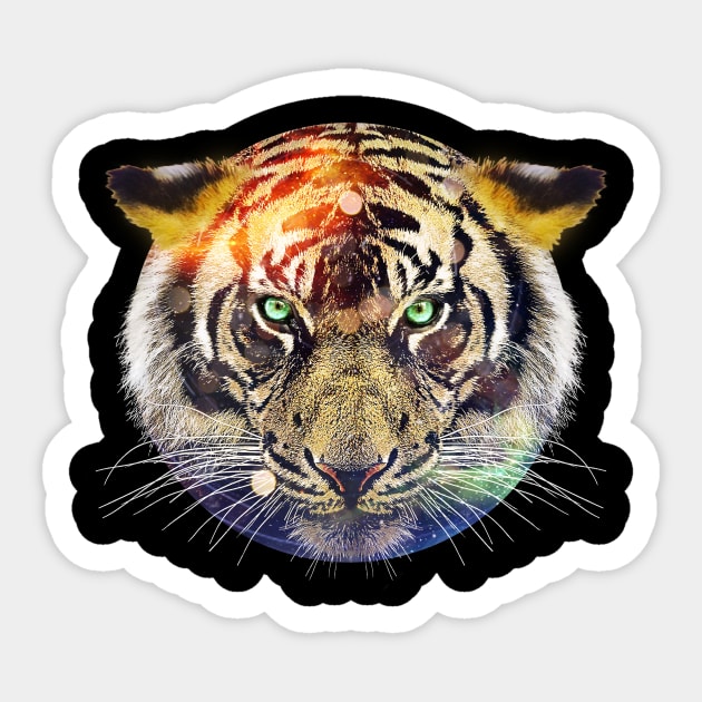 Tiger Green Eyes Sticker by Vin Zzep